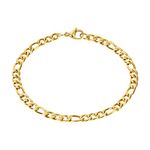 flintronic Figaro Bracelet, Stainless Steel Bracelet, 3+1 Link Curb Chain Bracelet for Men and Women, Hypoallergenic Jewellery, 21 cm Length/6 mm Width, Chain Bracelet Bangle - Gold/Silver, 21cm,