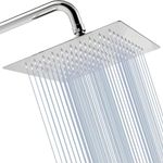 Katezon Rain Shower Head, High Pressure High Flow Stainless Steel Square Rainfall ShowerHead, Awesome Shower Experience Even at Low Water Flow (8" Chrome Finish)