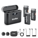 Godox WEC Kit2 Wireless Lavalier Microphone, 8H Battery Life, Dual Channel 2.4G Wireless Mic, 200m(656ft.) Range, Noise Cancelling with Charging Case for Cameras, Smartphone, PC, TikTok, YouTube