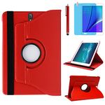 Case for Samsung Galaxy Tab S3 9.7 inch (SM-T820 SM-T825 SM-T827),360 Degree Rotating Stand Case Full Protective Cover,with Stylus Pen,Screen Film (Red)