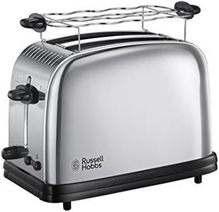 Russell Hobbs Grille Pain [Pour 2 Tranches] Chester (Fentes extra larges, Design en Inox ,Niveau de Brunissage réglable, Surélévation, Réchauffe viennoiserie, Ramasse miettes, 1670W) Toaster 23310-56