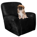 ANARACHON Leather Like Recliner Chair Covers Heavy Duty, 4 Pieces Lazy Boy Recliner Cover for Recliner Chair, Leather Cover for Recliner slipcovers Washable for Pets (Black)