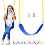 Jungle Gym Kingdom Outdoor Swing Seat Replacement - Pack of 1 Replacement Swings for Swingsets for Outside with Plastic Coated Chains and 2 Hooks, Playground Accessories, Blue