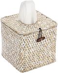 SUMNACON Tissue Box Square Holder Seagrass Cover Woven Decorative for Bathroom Cube Home Office Table Counter Whitewash (UR-US-PFTLEM)