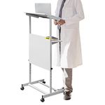 VEVOR Standing Lectern, Height Adjustment Portable Pulpit, 4 Rolling Casters Lectern Podium Stand, Lower Storage Shelf Floor Lectern Podium, White Lecterns & Podiums for Classroom Concert