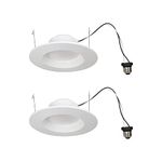 SYLVANIA 5”/6” LED Recessed Lighting Downlight with Trim, 10W=65W, Dimmable, 700 Lumens, Soft White, 2700K, Wet Rated / UL / Energy Star – (Pack of 2) (62028)