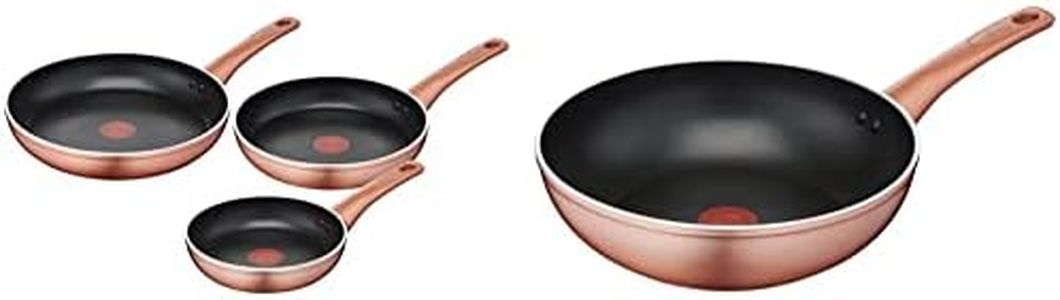 Lagostina Ramata Set Padelle Antiaderenti in Alluminio Ø 20/24/28 cm, Esterno Effetto Rame, 3 Pezzi & Ramata Wok, Esterno effetto rame