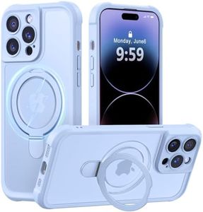 MOCCA Design for iPhone 14 Pro Case with Magnetic Invisible Stand [Full Camera Protection] [Compatible with Magsafe] Military Drop Shockproof Translucent Matte Phone Case Cover 6.1",Light Blue