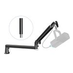 Prizmora Low Profile Microphone Arm Adjustable Mic Boom Stand Sturdy Solid Metal Desk Mounted Microphone Boom Arm Cable Management Desktop Swinging Flexible Mic Holder Black