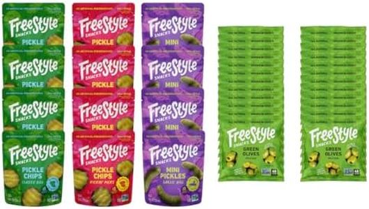 Freestyle Snacks Pickle and Olive Packs | 3-Flavor Pickle Variety, 3.5oz (12 Pack) and Original Green Olives, 1.1oz (24 Pack) | All Natural, Non-GMO, Kosher, Gluten-Free, Low Calorie Snacks