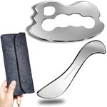 GYX COELE 2 in 1 Stainless Steel Gua Sha set Scraping Massage Tool,IASTM Tools, Great Soft Tissue Physical Therapy Used for Back, Arms, Legs, Neck reduce soreness(GYX COELE 2set)