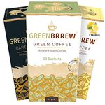 Greenbrrew Instant Green Coffee (Natural, Lemon And Strong) Flavor - 20 Servings Per Pack (Easy To Use)