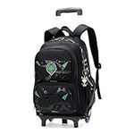 LUCKYGET Bag Children'S Waterproof School Bag With Wheels Trolley Case For Girls And Boys Backpack With Wheels-Green-