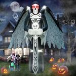 12FT Halloween Inflatables with LED Light, Kalolary Giant Winged Grim Reaper Inflatable Scary Halloween Outdoor Blow Up Decoration Halloween Yard Inflatable for Garden Lawn Home Holiday Party Supplies