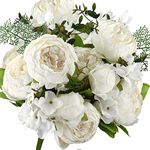 FiveSeasonStuff Vintage Artificial Peonies Silk Flowers and Hydrangeas for Wedding Bridal Home Décor – 2 Peony Bouquets for Floral Centrepiece Decoration Arrangements (Chestnut Beige)