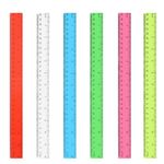 30 Pack 12 Inch Plastic Rulers Set, Inches & Metric Clear Ruler with Centimeter & Millimeter Straight Ruler Transparent Measuring Ruler for Kids Classroom Office Home School (6 Colors)