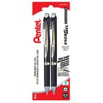 Pentel EnerGel Permanent Retractable Liquid Gel Rollerball Pen, Archival Quality, Water Resistant Ink, For Signing Important Documents, 0.5mm Fine Point, Black Ink, BLP75BP2-A, 2 Pack