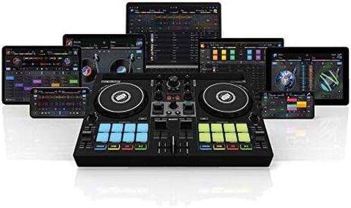 Reloop Buddy Kompakter 2-Kanal DJ Controller für Algoriddim DJay auf iOS, iPadOS, Android, Mac und PC mit RGB Performance Pads, FX Paddel und Neural Mix Steuerung, schwarz