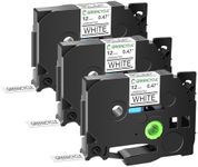 GREENCYCLE 3 Pack Compatible for Ptouch Label Maker Tape AZe-231 TZe-231 TZ-231 12mm 0.47" Laminated Black on White Label Tape for PT-D200 D210 D400 H100 D410 D600