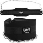 Hawk Sports Dip Belt with Chain for Bodyweight Exercises, Black 6" Padded Weightlifting Belt with 36" Steel Chain and D-Ring Carabiners, Lift 300 lbs. of Dumbbells, Kettlebells, or Weight Plates