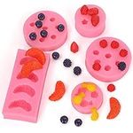 Kurtzy Fruit Shaped Silicone Moulds (5 Pack) - 3D Pineapple, Orange, Strawberry, Blueberry & Mulberry Moulds - Candy Moulds for Jelly, Chocolate, Fondant & Soap - Cupcake Topper Decoration Supplies