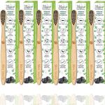 mini strorify truly organic Bamboo Toothbrush With Charcoal Activated Soft Bristles - Pack Of 6 | Treated With Neem Oil | For Fungus Protection | Bpa Free, Biodegradable And Compostable Handle | Eco-friendly |