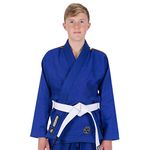 Tatami Fightwear Kids Nova Absolute Brazilian Jiu Jitsu BJJ Gi w/Free White Belt - Blue - M00