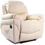 Real Leather Electric Recliner Chair Sofa Armchair Couch (Cream)