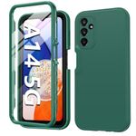 FNTCASE for Samsung Galaxy A14-5G Case: Shockproof Silicone Protective Phone Case with Built-in Screen Protector - Slim Dual Layer Rugged Sturdy Drop Proof TPU Protection Cover (Pine Green)