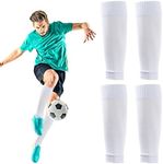 EUPSIIU 2 Pairs Football Sock Sleeves, White Football Socks, Soccer Shin Guards Sleeves, Shin Guard Sock Elastic Durable, football sock sleeves for men, for Football Running Training (white)