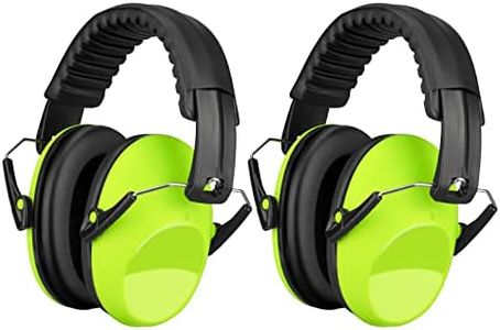 HOTOIQ Kids Protective Earmuffs, 2 Pack Foldable Hearing Protectors Adjustable Headband Ear Muffs for Children and Adults,Noise Reduction Earmuffs for Sleeping,Studying,Shooting (Green)