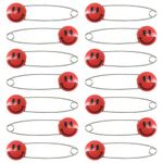 Ruidee 30 Pcs Diaper Pins Cute Smile Face Nappy Pins Plastic Head Safety Pins for DIY Craft Fabric Diapers Garment Repair (Red)