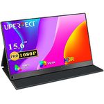 UPERFECT Portable Monitor, 2023 [New Version] 15.6" IPS HDR 1920X1080 FHD Eye Care Screen USB C Gaming Monitor, Dual Speaker Computer Display HDMI Type-C VESA for Laptop PC Phone w/Smart Case