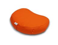 NutriBuck® Crescent Shape Zafu Meditation Yoga Cushion Filled with Buckwheat Hulls (Orange)