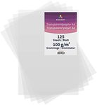 TRITART A4 Tracing Paper Sheets 100g/qm - 125 Printable Technical Drawing Paper Sheets for Ink, Pencil and Markers - Translucent Paper