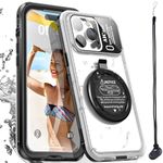 AICase Self-Check Waterproof Phone Case for iPhone 14 Pro Max, Underwater Touchscreen Diving Phone Case Built-in Screen Protector for Shower, Bike, Beach, Snorkeling