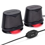 ENHANCE SB2 Computer Speakers with Red LED Light, 2.0 USB Powered Stereo - Powerful Speakers for PC, Surround Sound with 3.5mm Audio Plug - Compatible with Gaming Laptop, Desktop, Computer