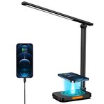 Lastar Desk lamp, LED Desk lamp with Wireless Charging, USB Charging Port, Memory Function, Touch Control, 5 Color Modes, Eye Protection, 5 Brightness Levels, Table lamp