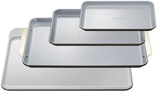 Caraway Non-Stick Ceramic Baking Sheet Trio and Cookie Sheet Set - 18 x 13" Large, 15 x 10" Medium & 9" x 13" Small Baking Trays for Oven - Non-Toxic, PTFE & PFOA Free - Black