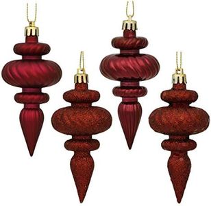 Vickerman 480182-4 Burgundy 4 Assorted Finish Finial Christmas Tree Ornament (Set of 8) (N500065)