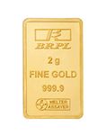 Bangalore Refinery 24k (999.9) 2 gm Yellow Gold Bar cum Coin