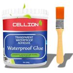 CELLION Waterproof Glue, 300gm Transparent Waterproof Self Adhesive Glue, Acrylic Sealant with Brush for Windows, Roof Leakage, Crack Seal, Pipes, Walls, Tiles