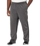adidas Men's Essentials Warm-up Open Hem 3-Stripes Tracksuit Bottoms, Dark Grey Heather/Black, Medium