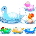 Baby Bath Toys Gifts Dinosaur - 6PCS Light-Up Floating Toddler Dinosaur Bath Toys Set for Water Bathtub Pool Sensory Shower Toys Preschool Little Boys Girls Birthday Easter