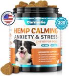 Carmelie Hemp Calming Chew for Dog - 200 Chews Dog Calming Treats - Dog Anxiety & Stress Relief Valerian Root Chamomile Melatonin for Dog Separation, Barking, Stress & Sleep Aid-Chicken Flavor