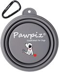 Pawpiz Collapsible Dog Bowl | 450ml | Dog Travel Bowl with Cute Puppy Design & Carabiner | BPA-Free, Food-Grade, Foldable Silicone Bowl | Gift for Small & Medium Pets | UK Brand (Crete Shore)