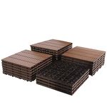Wood Plastic Composite Patio Deck Tiles, 12”x12” Interlocking Deck Tiles, Water Resistant for Indoor & Outdoor, 22 sq. ft (Coffee, 24)