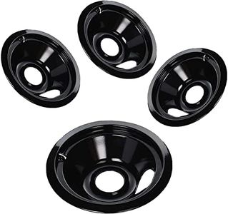 WB31M19 WB31M20 Black Porcelain Drip Pans Set Replacement by APPLIANCEMATES Compatible for GE Hotpoint Electric Range Stove Burner Includes (3) 6" and (1) 8" Burner Drip Pans
