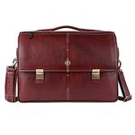 HAMMONDS FLYCATCHER Genuine Leather Office Bag for Men, Laptop Bag for Men, Leather Bag for men for 15.6 Inch Laptop, Adjustable Strap, Multi Compartments, Trolley Strap, 1 Year Warranty - Brown