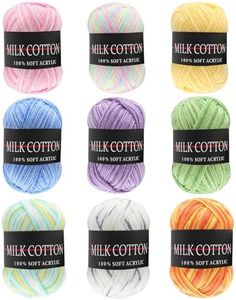 Acrylic Knitting Yarn Skeins 9 Colors Yarn for Crocheting and Knitting Craft Project Colorful Yarn, Total of 450g